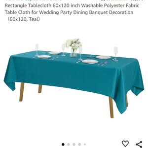 2 teal tablecloth